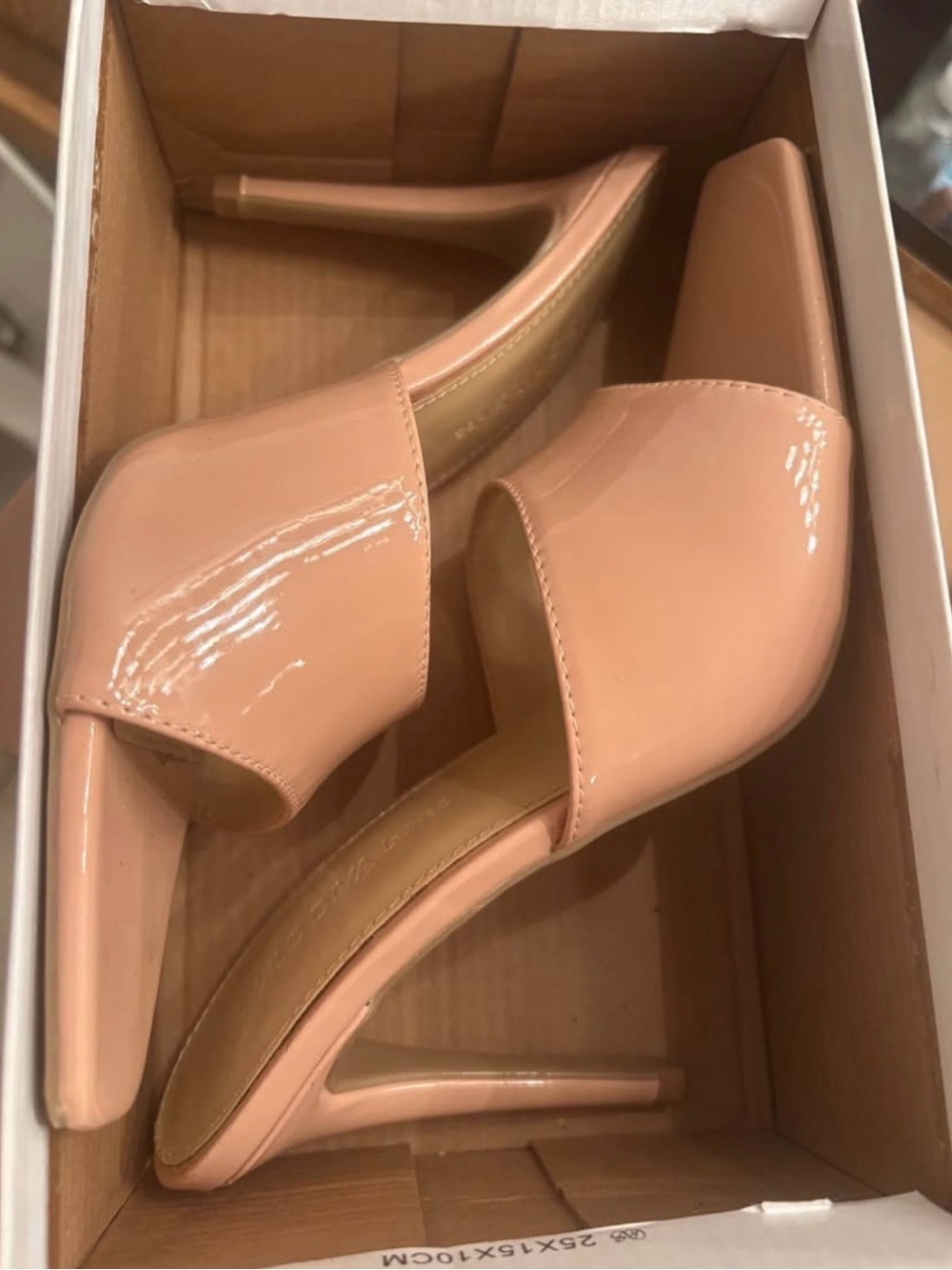 Women’s Nude Patent High Heel Slide Sandals